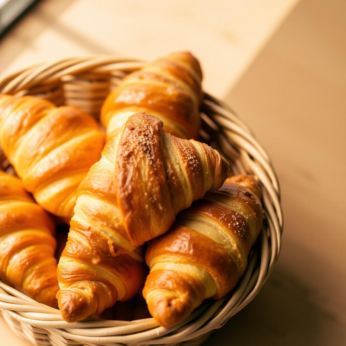 Golden homemade pastries in a basket