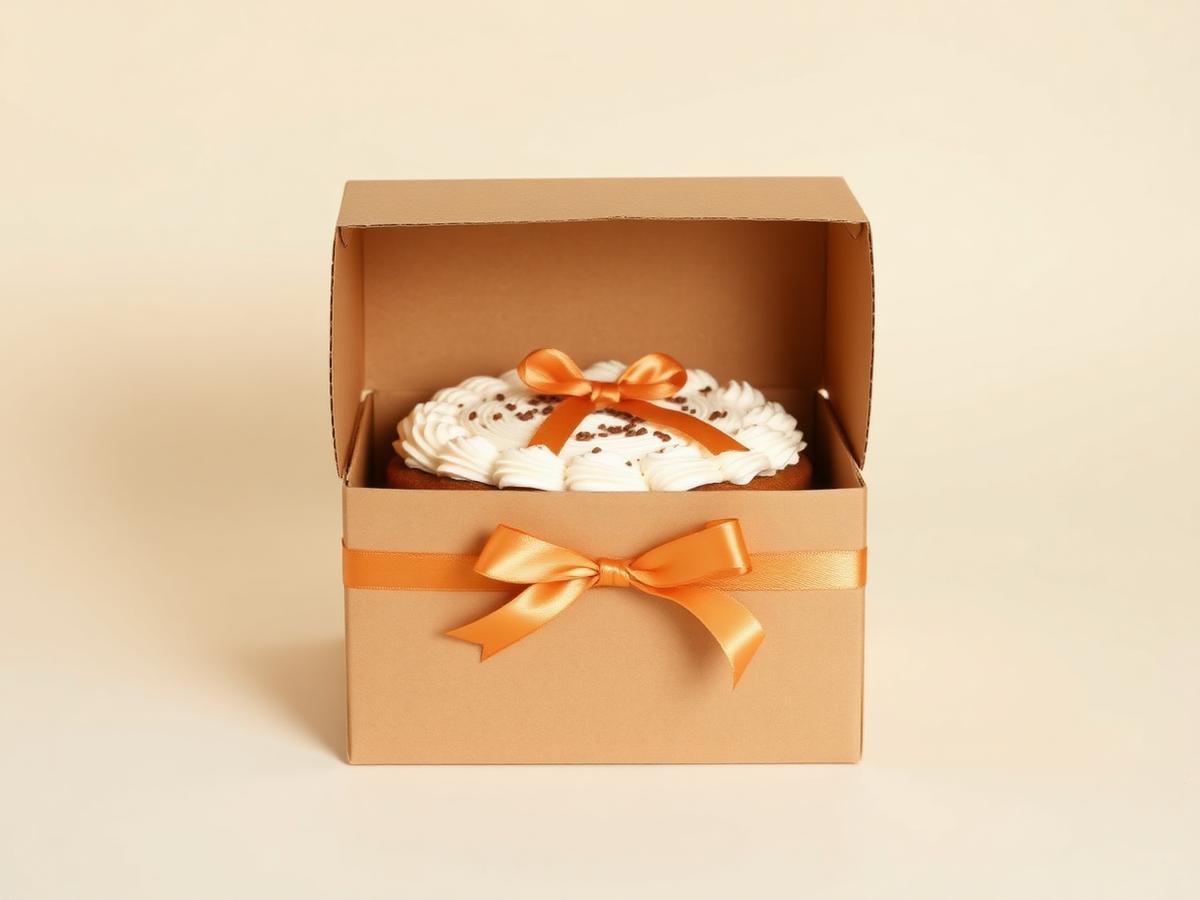 Finished homemade cake order boxed for collection